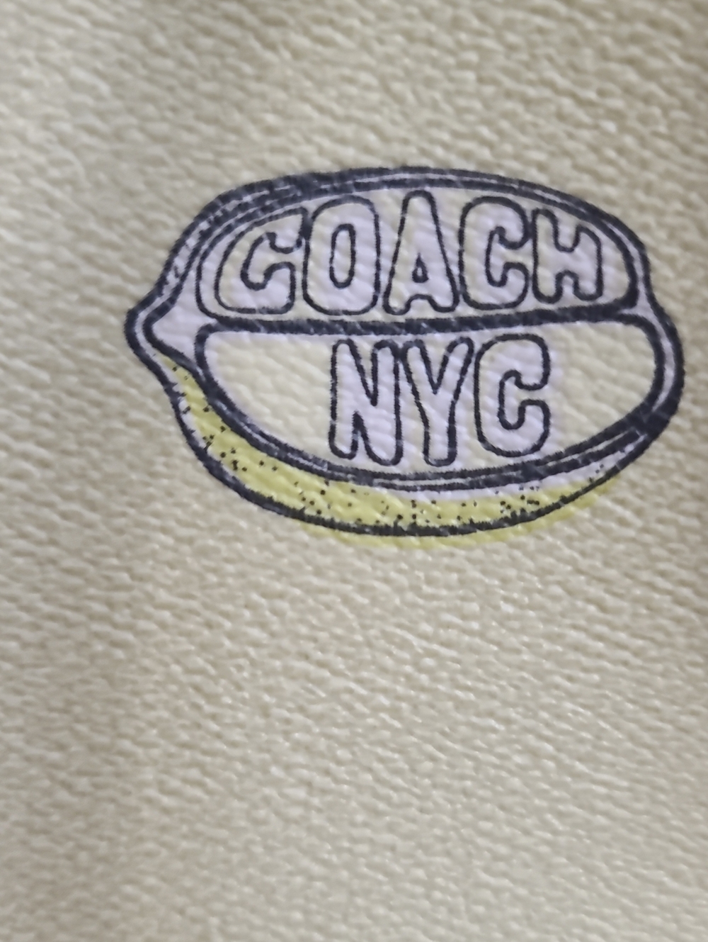 NWOT Coach Lemon-Print Tote in Pale Yellow with Tan Trim - Picture 6 of 16
